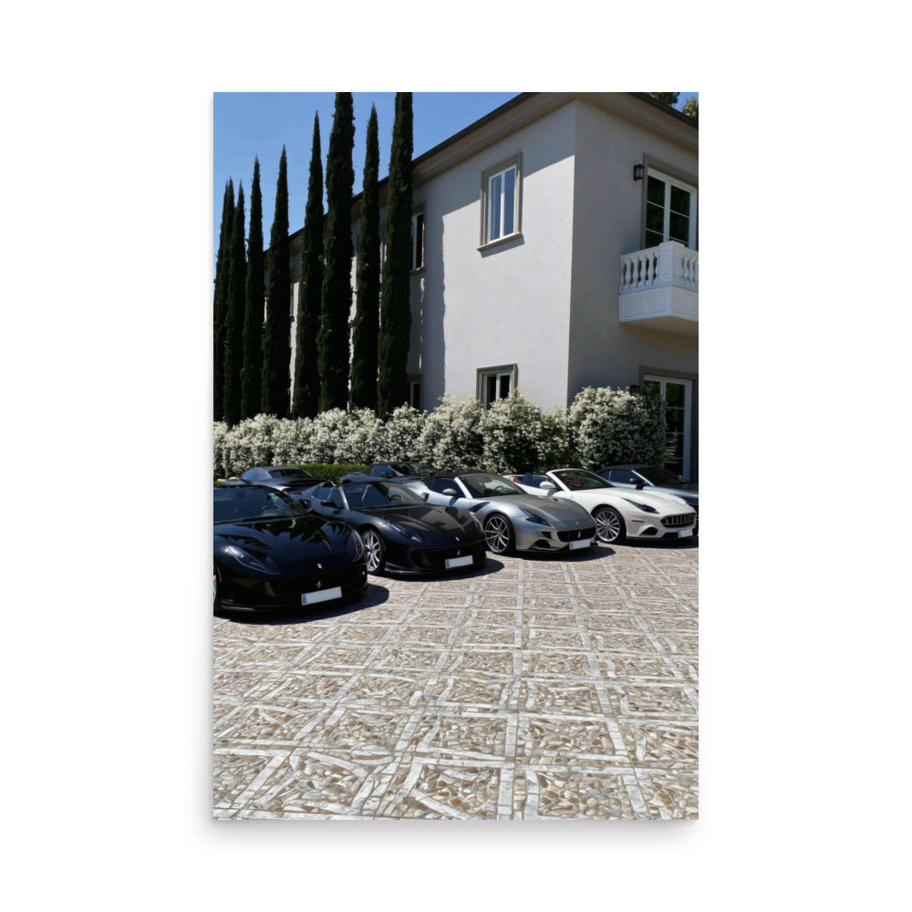 No. 00009 – The Estate Lineup – poster print mockup on a neutral wall.