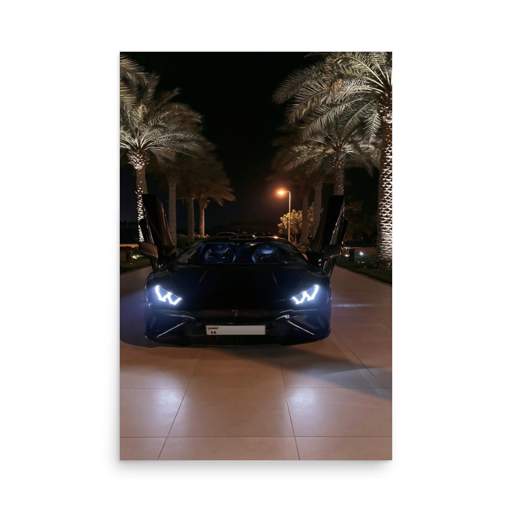No. 00012 – The Butterfly Night – poster print mockup on a neutral wall.