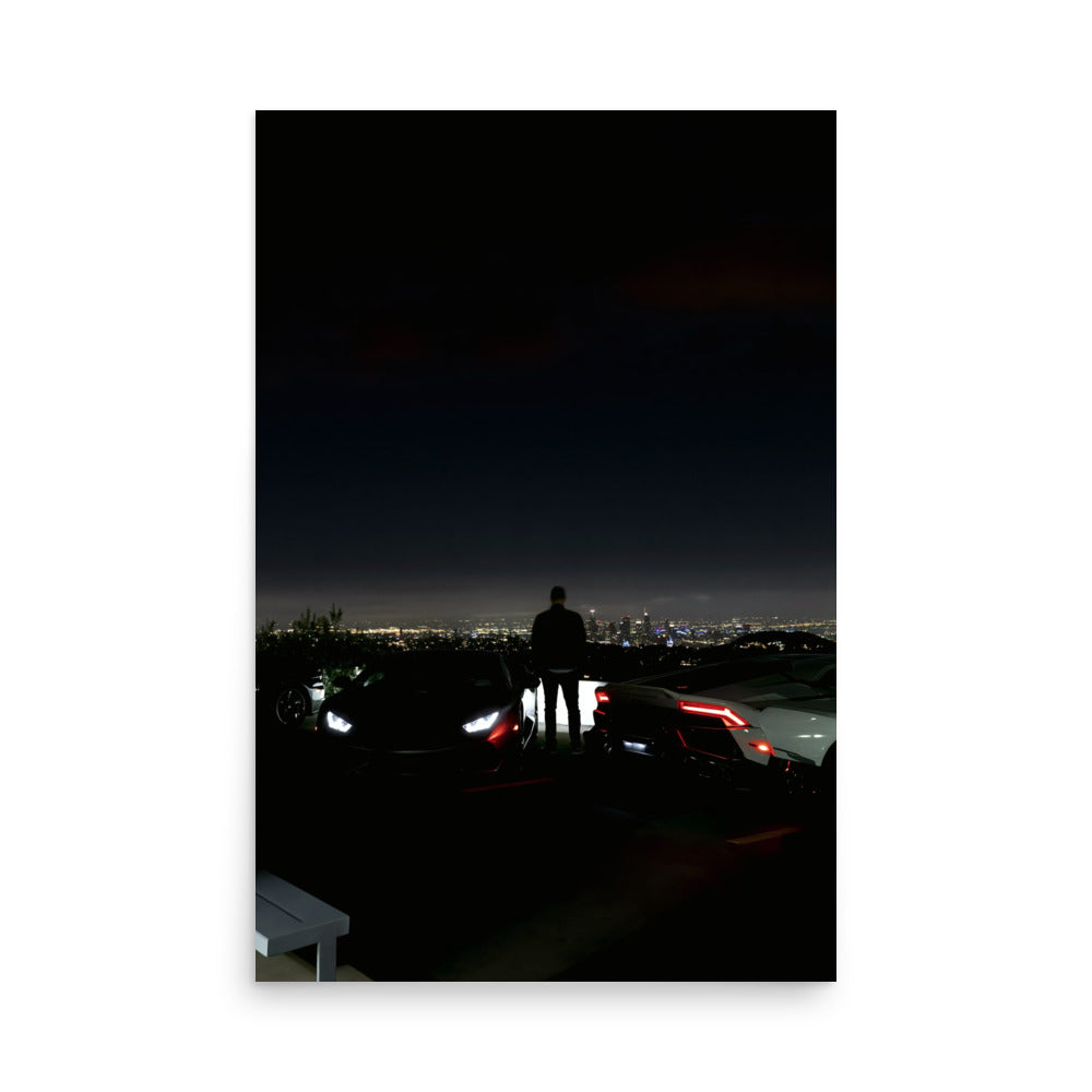 No. 00013 – The Skyline Vigil – poster print mockup on a neutral wall.